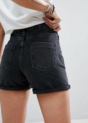 Круті жіночі шорти, джинсові шорти графітового кольору, шорти з високою посадкою3 фото
