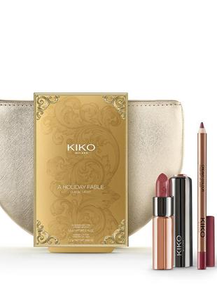 Классический набор для губ a holiday fable + золотая косметичка в подарок kiko milano7 фото