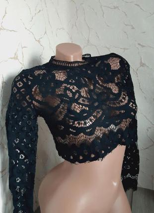 Топ ажурный гипюр чёрный 42 р