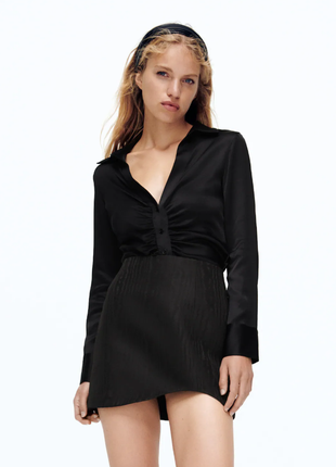 Zara чорна блуза сорочка віскоза