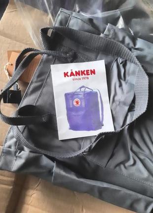 Рюкзак fjallraven kanken totepack, для ноутбука, графіт, сірий, серий, сумка, канкен, фялравен, синій, синий, хаккі, хакки3 фото