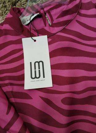 Плаття анімалістичний принт зебра рюші,обортка рожевий,бургунд zebra бренд lewis &melly,р.366 фото