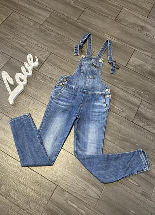 Крутий комбінезон джинсовий на дівчинку 7-8-92 фото