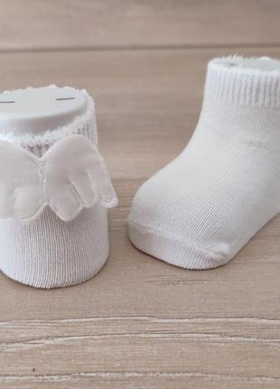 Белые носки для новорожденных тонкие носки с крылышками туречка1 фото