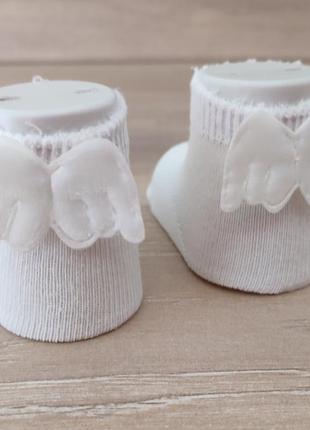 Белые носки для новорожденных тонкие носки с крылышками туречка2 фото