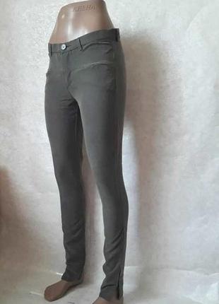 Фирменные zara стильные базовые брюки на 97 % хлопок цвета хаки, размер 254 фото