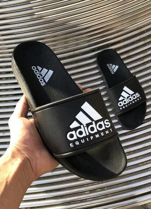Шлепанцы мужские adidas черные с белым / smb ✔️