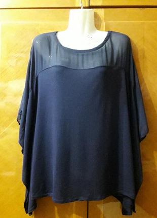 Брендовая стильная блуза р.4 от ted baker темно- синяя1 фото