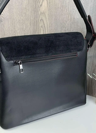 Жіноча чорна замшева невелика жіноча сумка жіноча сумочка на ремінці7 фото