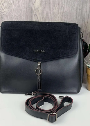 Жіноча чорна замшева невелика жіноча сумка жіноча сумочка на ремінці2 фото
