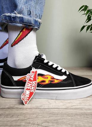 Кеді унісекс венс vans old skool burn black1 фото