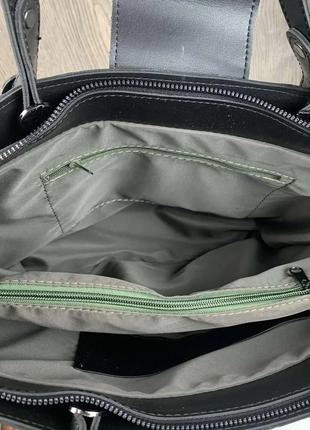 Женская черная городская качественная жіноча сумка сумочка  с ручками на ремешке10 фото