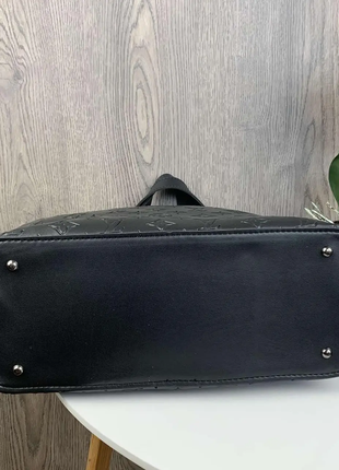 Женская черная городская качественная жіноча сумка сумочка  с ручками на ремешке9 фото