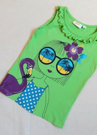 Салатова майка kids милашка з фламінго на 3-4 роки (98-104см)