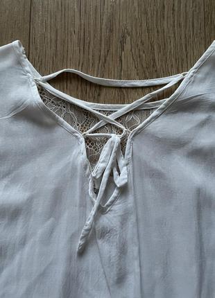 Футболка блуза блузка белая кружевная ассиретричная4 фото