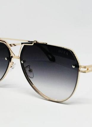 Dita стильные мужские солнцезащитные очки капли темно серый градиент в золотом металле