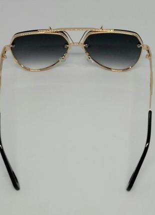 Dita стильные мужские солнцезащитные очки капли темно серый градиент в золотом металле4 фото