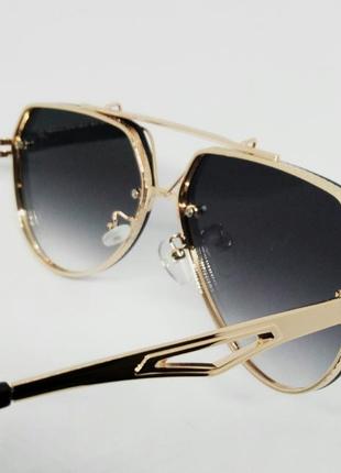 Dita стильные мужские солнцезащитные очки капли темно серый градиент в золотом металле6 фото