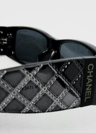 Chanel стильні жіночі сонцезахисні окуляри чорно сірі вузькі8 фото