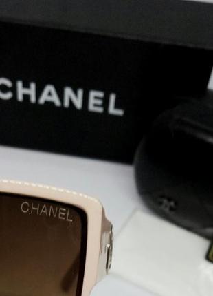 Chanel стильные женские солнцезащитные очки бежево кремовые с градиентом9 фото