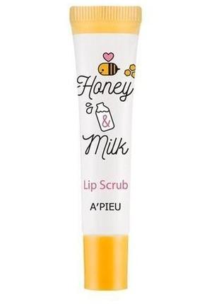 Молочно-медовий скраб для губ a'pieu honey & milk lip scrub 8 ml1 фото
