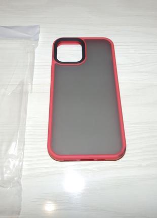 Чохол hybrid для iphone 12 / 12 pro red black3 фото