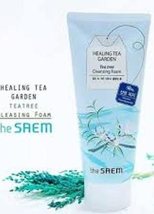 Пенка для умывания the saem healing tea garden tea tree cleansing foam3 фото