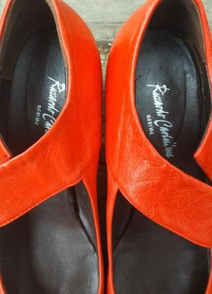Шкіряні, червоні туфлі на підборах riccardo.6 фото