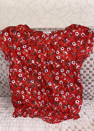 Женская блузка, нарядная красная на лето