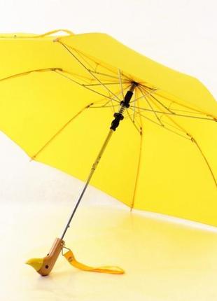 Зонт с деревянной ручкой голова утки (желтый)