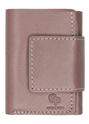 Гаманець рожевий шкіряний невеликий grande pelle, жіночий рожевий гаманець зі шкіри маленький