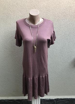 Красивою трикотажное платье,туника с воланами,рюшами по низу,плечам,вискоза