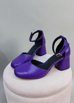 Эксклюзивные туфли из натуральной итальянской кожи фиолетовые