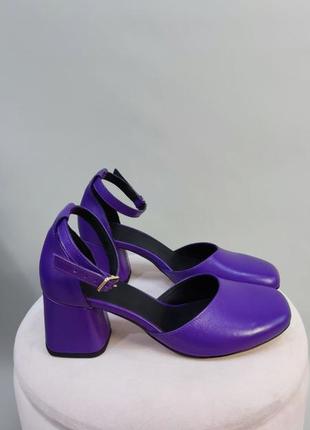 Эксклюзивные туфли из натуральной итальянской кожи фиолетовые8 фото