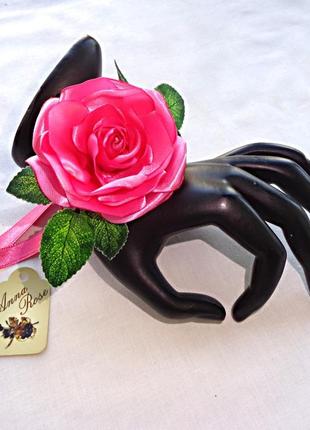 Цветочный браслет на руку ручной работы "розовая роза"