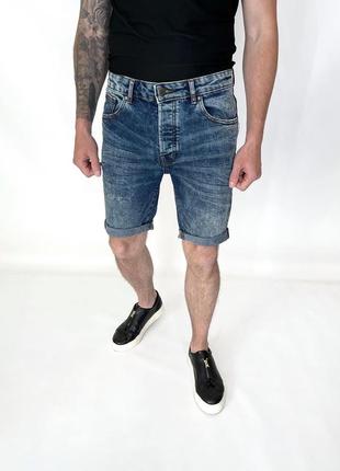 W32 джинсові шорти темно сині стрейчеві