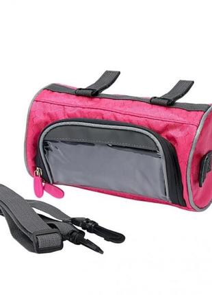 Водонепроникна велосипедна сумка з прозорим кишенею для телефону на кермо (рожевий)