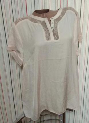 Летняя легкая футболка блуза пудра с ажурной спиной6 фото