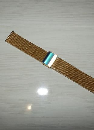 Браслет для часов миланское плетение 20 мм нержавеющая сталь цвет золото4 фото