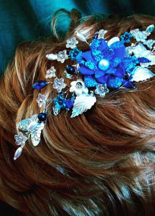 Сапфірова принцеса синій гребінь заколка прикраса у волосся дитяча для дівчинки3 фото