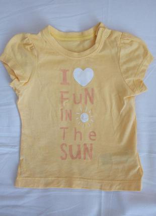 Яркая футболка на девочку до 8 мес я люблю веселиться на солнце