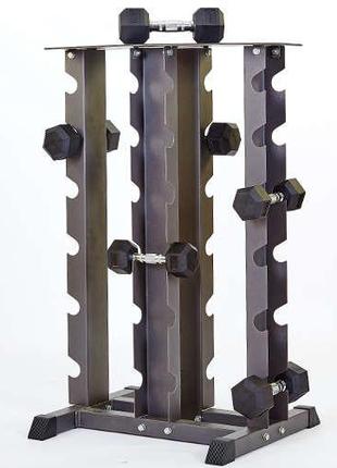 Подставка (стойка) четырехсторонняя для гантелей zelart2 фото