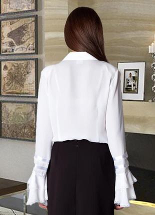 Нарядная белая блуза с воланами abak blz1372 фото