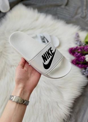 Nike slides logo swoosh 'white' шльопанці