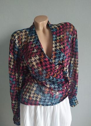 Блуза в стиле 80-х г.г., принт гусиная лапка.