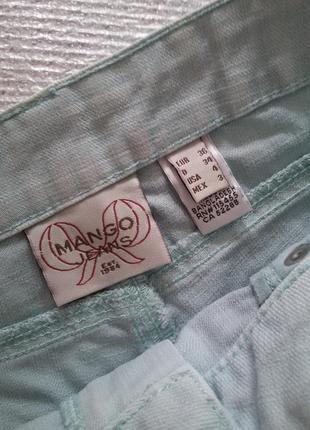 Мятные короткие джинсовые шорты с потертостями mango3 фото