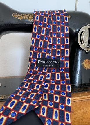 Виниажный шёлковый темно синий галстук pierre cardin pure silk оригинал9 фото