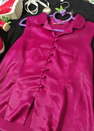 Розовая атласная блузка3 фото