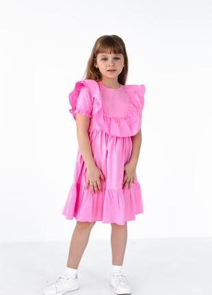 Сукня однотонне плаття рожеве святкове літнє котон підліткове сарафан ошатне плаття святкове однотонне підліткове для дівчинки