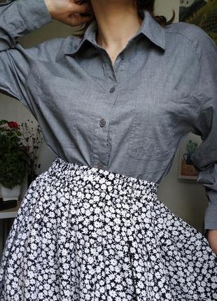 Рубашка серая классика блузка с длинным рукавом хлопок карманы женская4 фото